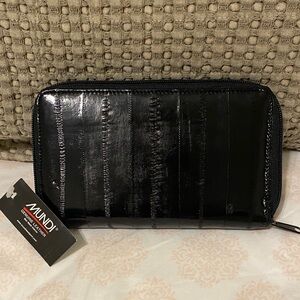 Mundi Glossy Black Genuine Leather Wallet